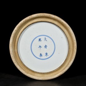 清康熙五彩开窗人物花鸟故事纹笔筒;19.3x22厘米