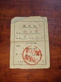 1958年选民证1张（芜湖市南陵县）