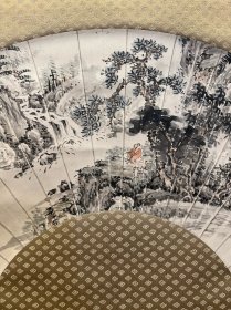 古筆山水图，扇面，梧堂筆