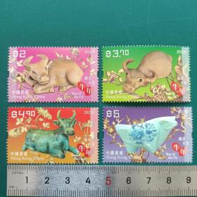 xg02生肖邮票中国香港邮票2021 生肖牛邮票 新 4全 原胶全品