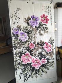 四川书画家  王平善  手绘 巨幅花卉小鸟 尺寸176x97
保真包手绘