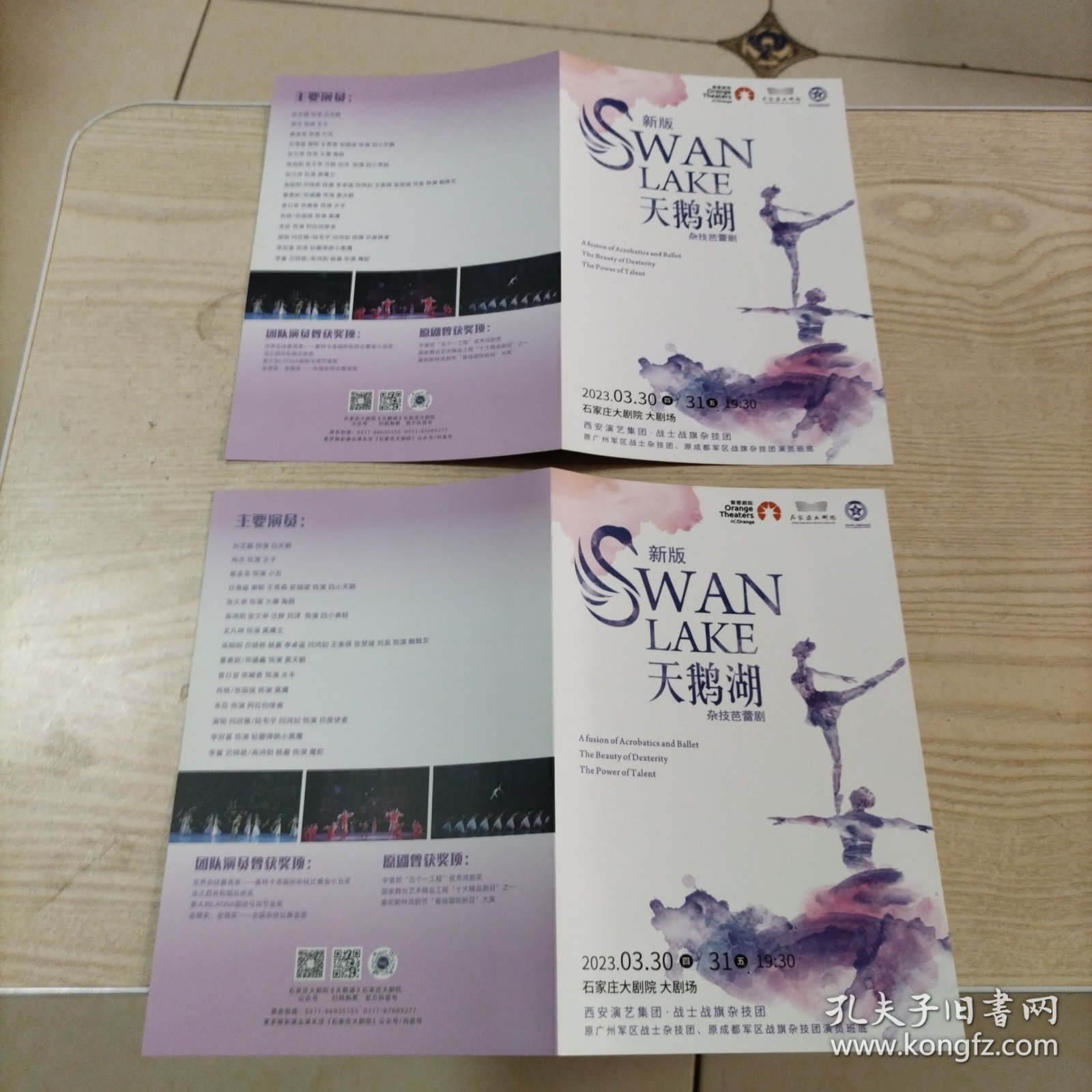新版天鹅湖杂技芭蕾剧节目单2张（西安演艺集团战士战旗杂技团）