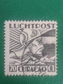 库拉索邮票 1931年墨丘利神像 航空邮票 1枚销