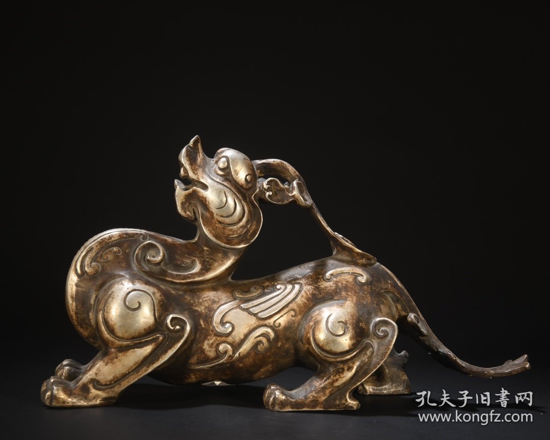 旧藏 老铜胎神兽摆件
