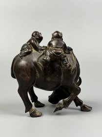 旧藏【童子牧牛】铜摆件