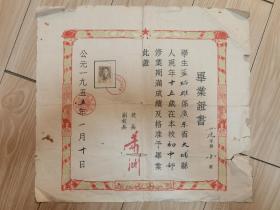 1955年广东大埔县虎山中学初中毕业证，学生蓝始雄。