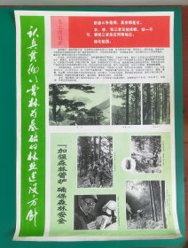 【认真贯彻以营林为基础的林业建设方针】70年代带有毛主席语录，秦岭禁区沪林宣传画。2开——更多年画请进店选拍选购！！(包老包真，圆筒邮寄)！