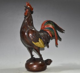 纯铜紫铜鎏金吉祥如意金钱鸡摆件收藏古玩杂项 重约3077克