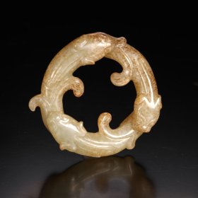 汉 高古玉螭龙环玉璧