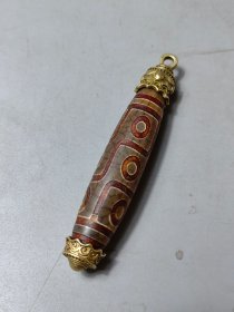 老天珠 银鎏金镶嵌天珠 美品