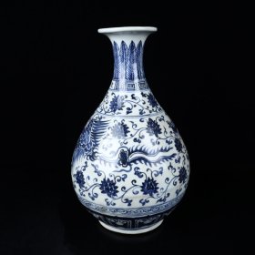 大明宣德款 青花双凤纹玉壶春瓶 高宽 34*20cm