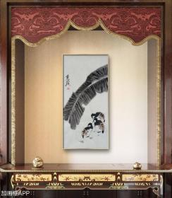 758. 知名画家“白石门下”李建成，大写意花鸟——《蕉下鸟语》，本商品不带框。