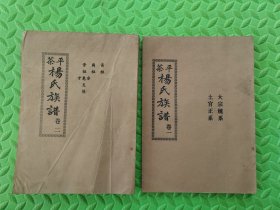 平茶杨氏族谱，卷一、卷二，2本合售，1987年，【注意卷二品相不太好】，具体看图和详细描述
