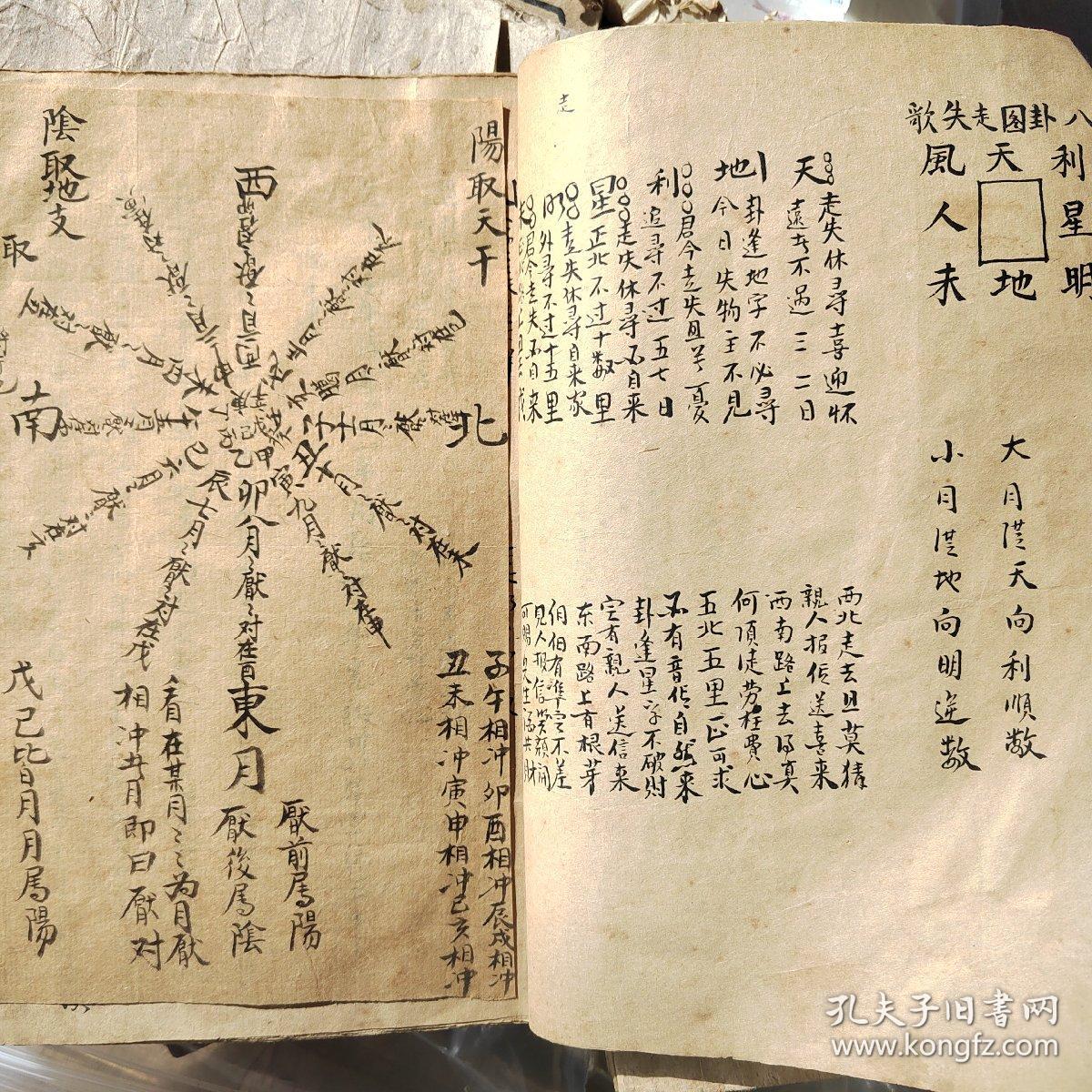 看宅子地理算命风水书，十二月生辰，毛笔写，字体非常好，