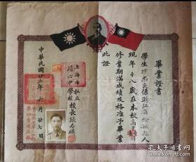 民国二十五年上海私立清心中学毕业证