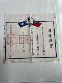 民国三十五年资兴县中心学校毕业证书一份，卖500