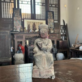 清代木雕神像，高约21厘米，全实木材质，保存完好无瑕疵。适合收藏爱好者，独特的历史韵味，细节精致 卖出不退