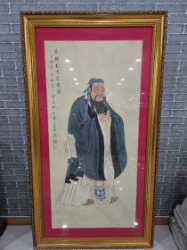 先师孔子圣像图 画心尺寸，宽60高128厘米