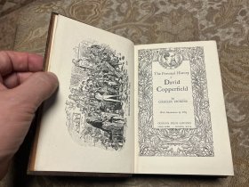 《狄更斯文集》16册大全套。 伦敦著名出版社ODHAMS PRESS 从1930年开始陆续出版了一系列世界名著珍藏版，此为之一，此系列统一深棕色漆布装帧，竹节背压花烫金，插图本。此组封面凹印狄更斯头像标志。