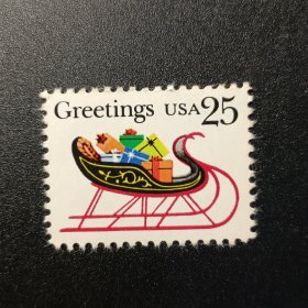 美国邮票，1989年 圣诞节  雪橇礼物