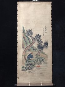 编号ED：14（一） 精品三尺中堂绢布画，尺寸高x宽：150cmX64cm