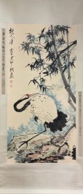 立轴 竹鹤图