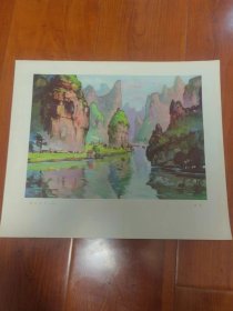 《漓江春色》(油画)凃克 38厘米X32厘米包邮