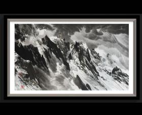 朝鲜画  人民艺术家 崔昌浩 金刚山 雪景