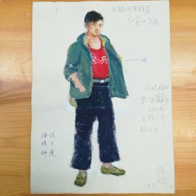 徐晓钟（曾任中央戏剧学院院长·戏剧家·导演·作家·教授）陈子度（戏剧家·中央戏剧学院教授）墨迹款·戏剧人物设计作品一幅·30·10~3