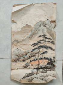 吴镜汀，包手绘。纸间有年代自然老旧，黄斑满满，品相如图，真假自鉴。无名款，画幅小，仅印章，不包真假，处理以前旧物，便宜处理不折腾，慎重下单，不包真假啊，尺寸40/23
