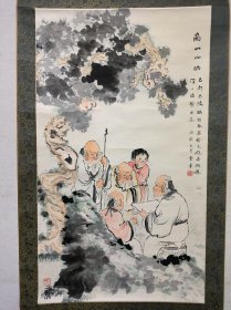 同一上款：张雯华 国画“商山四皓”立轴 画芯尺寸82*48cm，原裱立轴