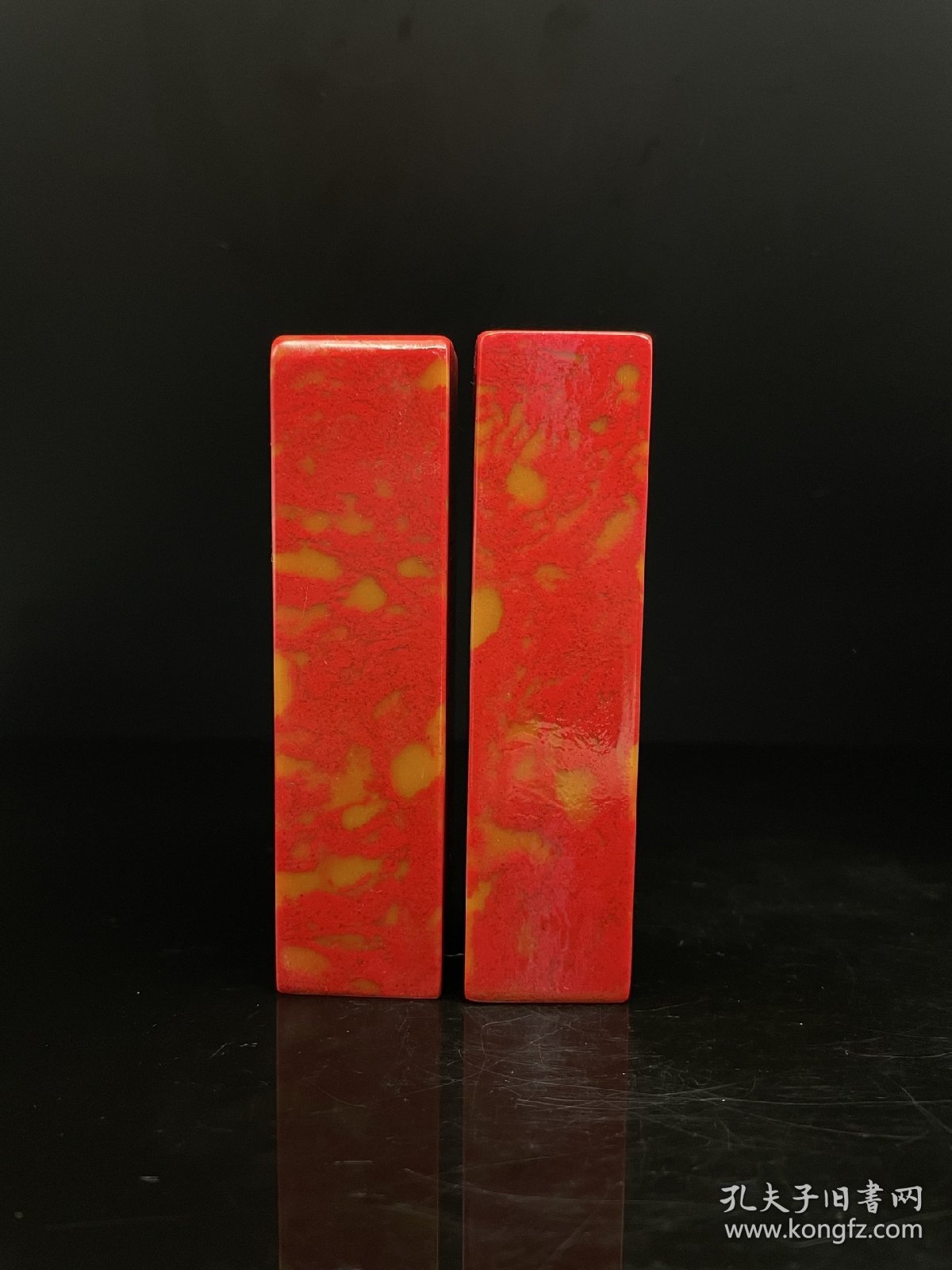 收藏 大红袍鸡血石对章