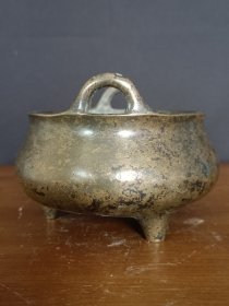 古董 古玩收藏 铜器 铜香炉 传世铜炉 回流铜香炉 纯铜香炉 长10.5厘米，宽10.5厘米，高7.3厘米，重量1.4斤