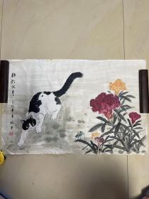 冯林堂 猫画 字画 纯手绘 国画 横幅 作品