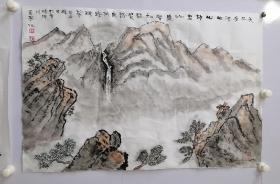 文星阁画院院长蒋重华，山水画，天外有青山，68X45