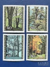 列支登士敦邮票 1980年 四季森林 赛德尔雕刻版 新 4全 雕刻版