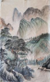 纯手绘设色山水画