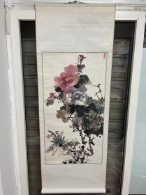 中式国画，水墨画，彩色画，花鸟画，尺寸58*162，陕西西安名人字画，马天锁，包邮，已裱