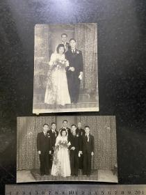 民国时期1945年结婚照2张老照片