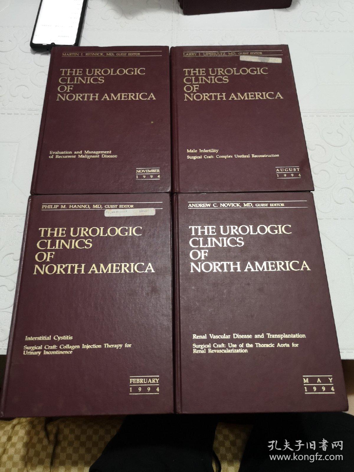 THE UROLOGIC CLINICS OF NORTH AMERICA 1994全年16开精装合订4册全 英文原版医学书