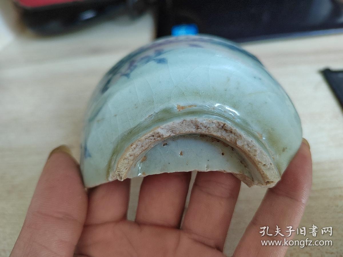 明代青花外花鸟内十字杵大碗瓷片标本