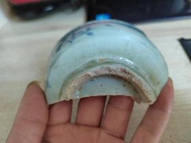 明代青花外花鸟内十字杵大碗瓷片标本