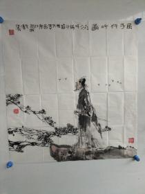 四川著名书画家  李光伟 手绘水墨人物画一副（屈子行吟图）尺寸80x73
保真包手绘