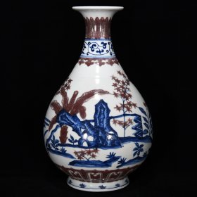 明宣德青花釉里红梅兰竹菊纹玉壶春瓶尺寸32*19厘米