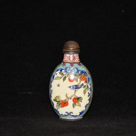 紫铜珐琅彩花鸟鼻烟壶x