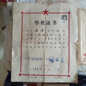 毕业证书1960年