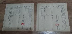 1956年【结婚登记申请表和证明书】两张合售