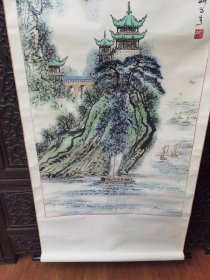 军旅画家，师百惠，山水画一幅，原装原表保真，133厘米X66厘米，立轴，