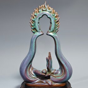 钧瓷窑变心中有佛摆件
