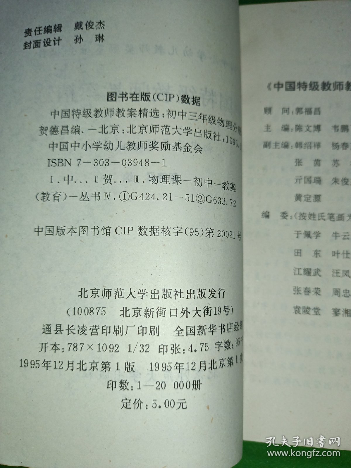 中国特级教师教案精选初中三年级物理分册、化学分册 2本合售